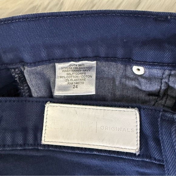 Re/done Blue Denim High Rise Slim Straight Jeans Size 24 - Picture 7 of 7